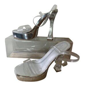 Steve Madden Silver and Clear Platform Heels